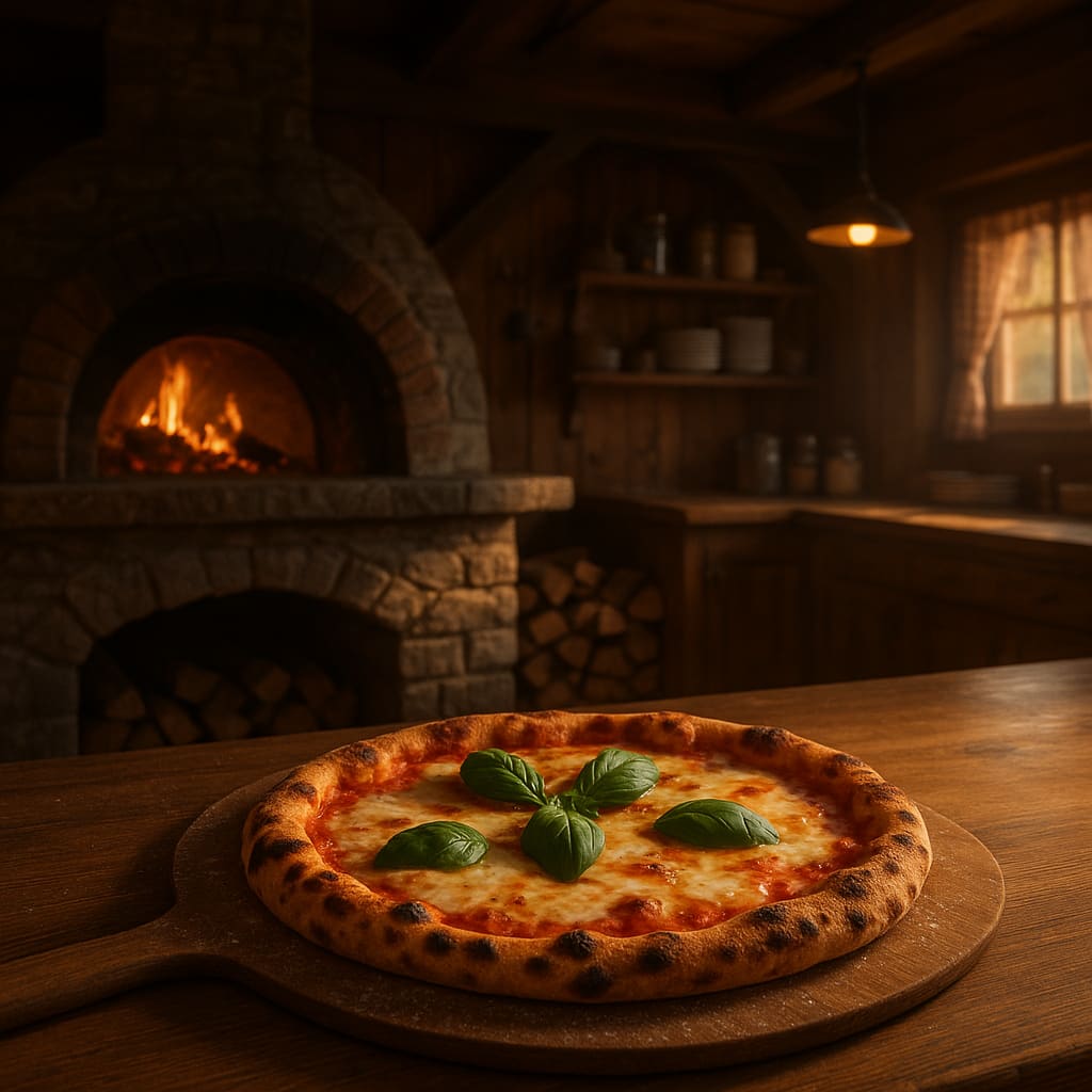 Holzofenpizza im Ofen